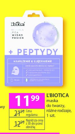 Maseczka do twarzy hydrio fusion + peptydy L'BIOTICA promocja