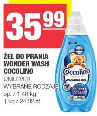 Żel do prania WONDER WASH COCOLINO UNILEVER wybrane rodzaje promocja w SPAR
