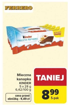 Mleczna kanapka Kinder promocja w Carrefour