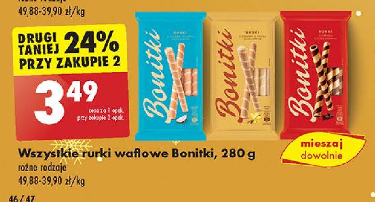 Rurki z kremem czekoladowym Bonitki promocja w Biedronka