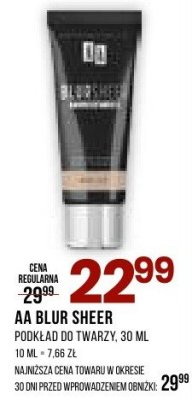AA BLUR SHEER PODKŁAD DO TWARZY 30 ML promocja w Drogerie Natura