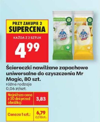 Ściereczki nawilżane zapachowe uniwersalne do czyszczenia Mr Magic, 80 szt. promocja w Biedronka