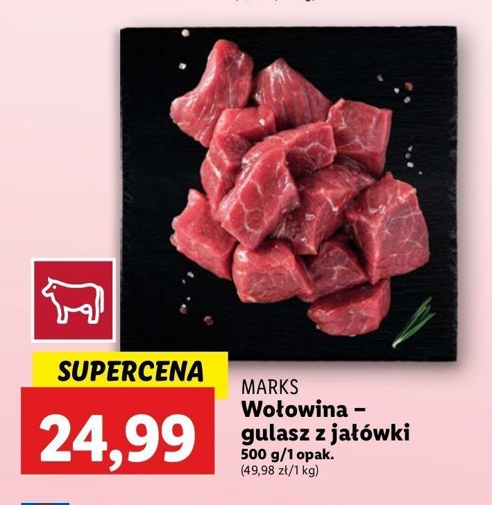 Gulasz z jałówki MARKS (MIĘSO) promocja w Lidl