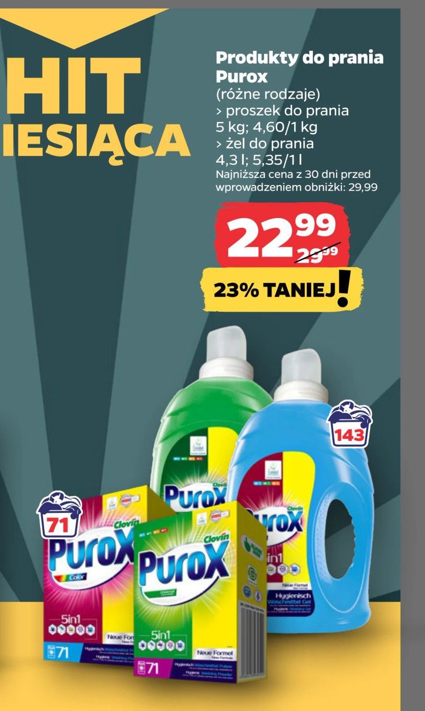 Proszek do prania uniwersalny Purox promocja w Netto