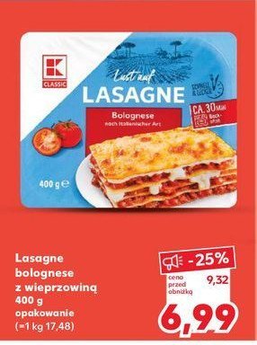 Lasagne bolognese z wieprzowiny K-classic promocja
