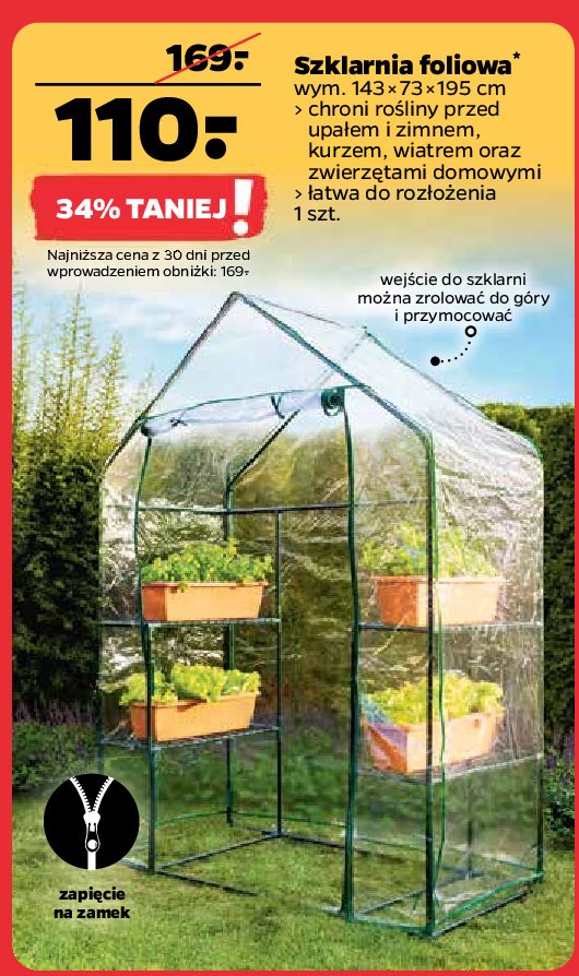 Szklarnia ogrodowa 143 x 73 x 195 cm promocja