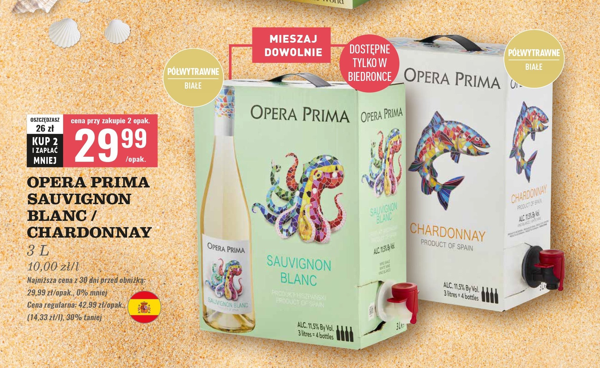 Wino Opera prima chardonnay promocja w Biedronka