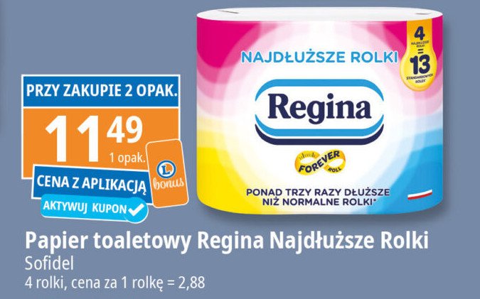 Papier toaletowy nadłuższy Regina promocja w Leclerc