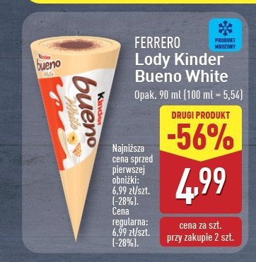 Rożek Kinder bueno white promocja w Aldi