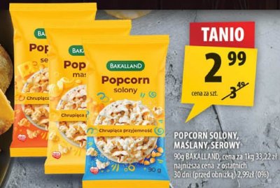 Popcorn solony, maślany, serowy 100g promocja w Arhelan