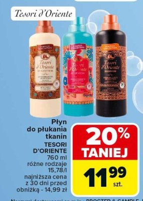 Płyn do płukania tkanin różne rodzaje Tesori d'Oriente promocja w Carrefour Market