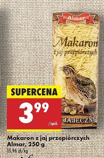 Makaron z jaj przepiórczych Almar promocja w Biedronka