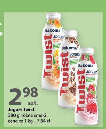 Jogurt brzoskwinia-mango Bakoma twist promocja w Auchan