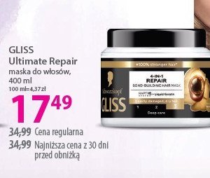 Maska do włosów Gliss kur ultimate repair promocja w Hebe