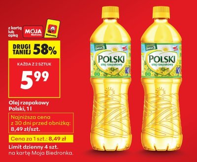 Olej rzepakowy 1l promocja w Biedronka