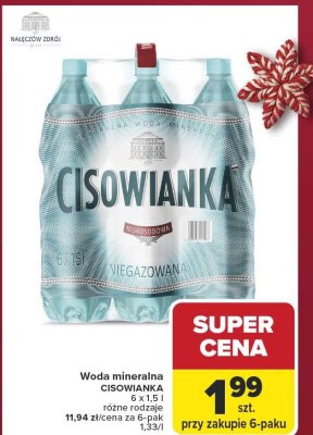 Woda mineralna Cisowianka niegazowana promocja w Carrefour