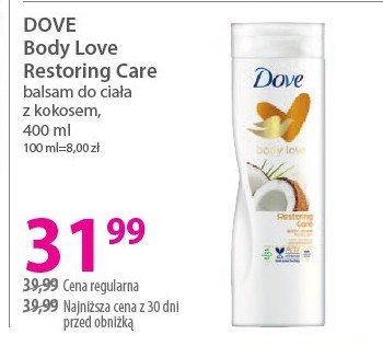 Mleczko do ciała restoring ritual DOVE BODY LOVE promocja