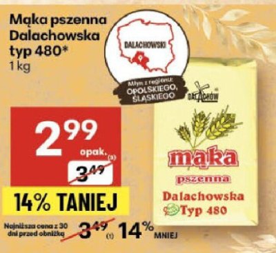 Mąka pszenna typ 480 Dalachowska promocja w Delikatesy Centrum