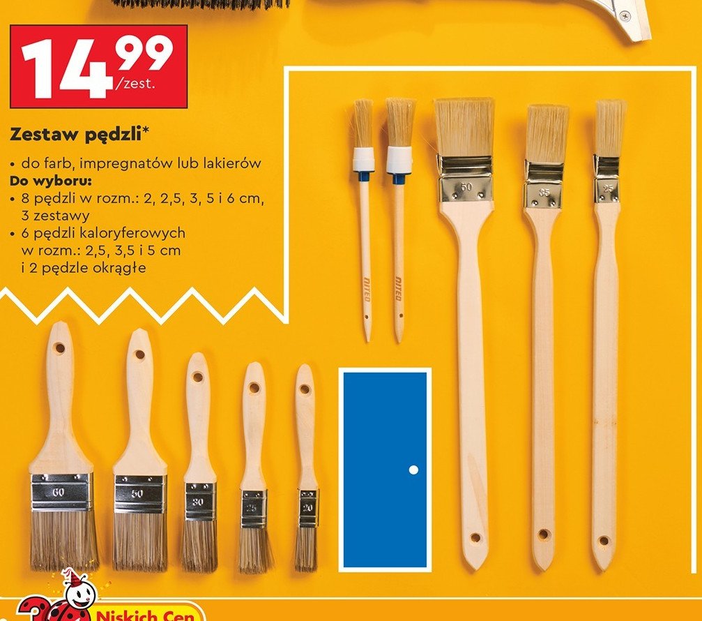 Pędzle kaloryferowe Niteo tools promocja w Biedronka