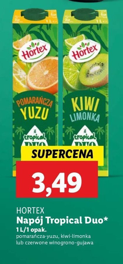 Napój czerwone winogrono-gujawa Hortex tropical duo promocja