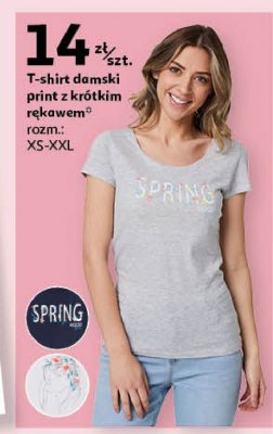 T-shirt damski krótki rękaw z printem s-2xl Auchan inextenso promocja