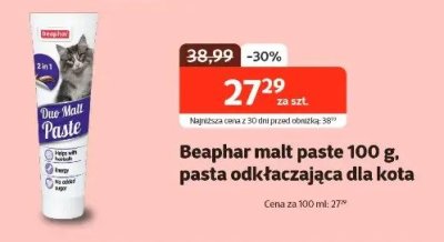 Pasta odkłaczająca dla kota malt paste 100 g promocja w KAKADU