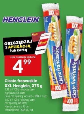 Ciasto francuskie XXL Henglein, 375 g promocja w Twój Market