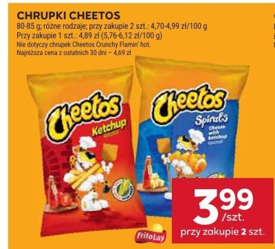 Chipsy Cheetos różne rodzaje promocja w Stokrotka