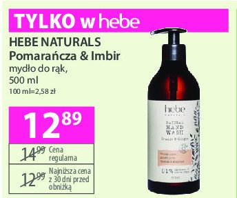 Mydło w płynie pomarańcza i imbir Hebe cosmetics promocja