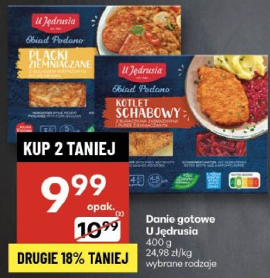 Danie gotowe U Jędrusia obiad podano promocja w Delikatesy Centrum