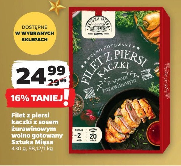 Filet z piersi kaczki z sosem żurawinowym wolno gotowany SZTUKA MIĘSA NETTO promocja