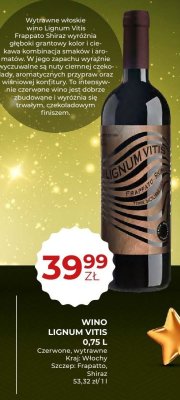 Wino LIGNUM VITIS czerwone wytrawne 0,75 L promocja w Duży Ben