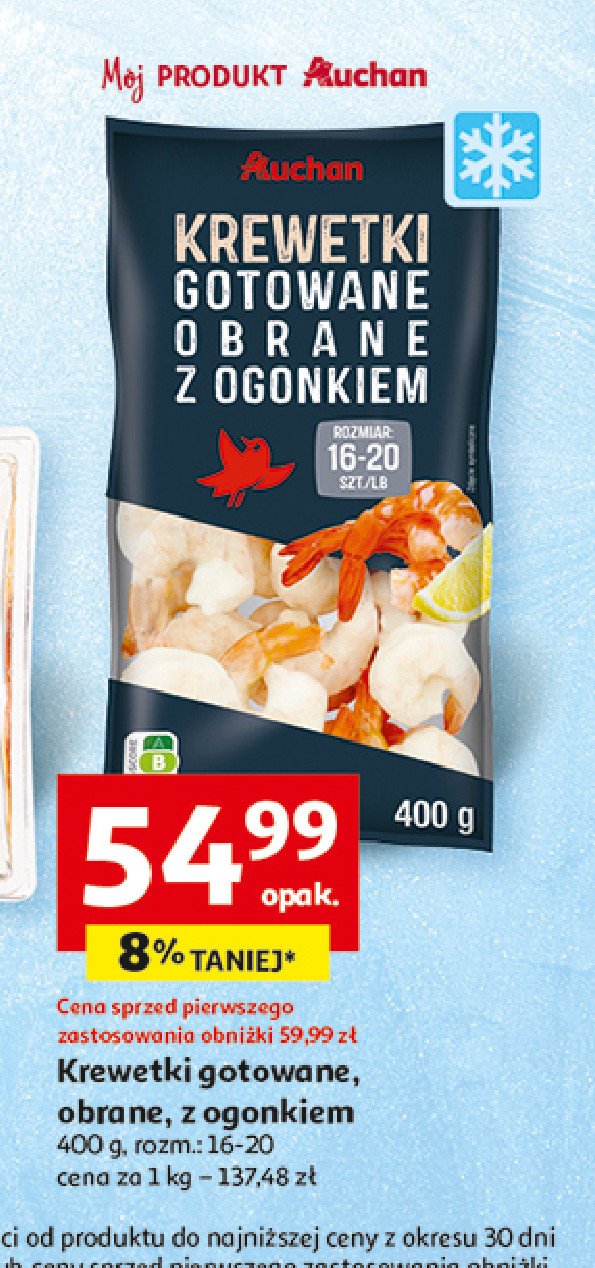 Krewetki gotowane obrane z ogonkiem Auchan promocja