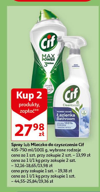 Spray do czyszczenia łazienki Cif cleanboost promocja w Auchan
