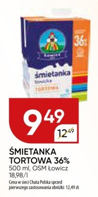 Śmietanka tortowa 36% OSM Łowicz promocja w Chata Polska