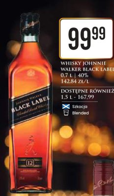 Whisky Johnnie Walker Black Label 0.7L 40% promocja w Dino