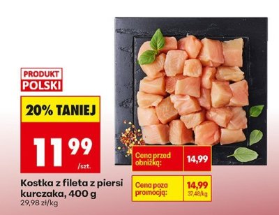 Kostka z fileta z piersi kurczaka 400 g promocja w Biedronka