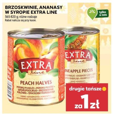Brzoskwinie, ananasy w syropie Extra Line promocja w Stokrotka
