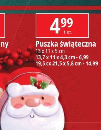 Puszka świąteczna 19.5 x 21.5 x 5.8 cm promocja