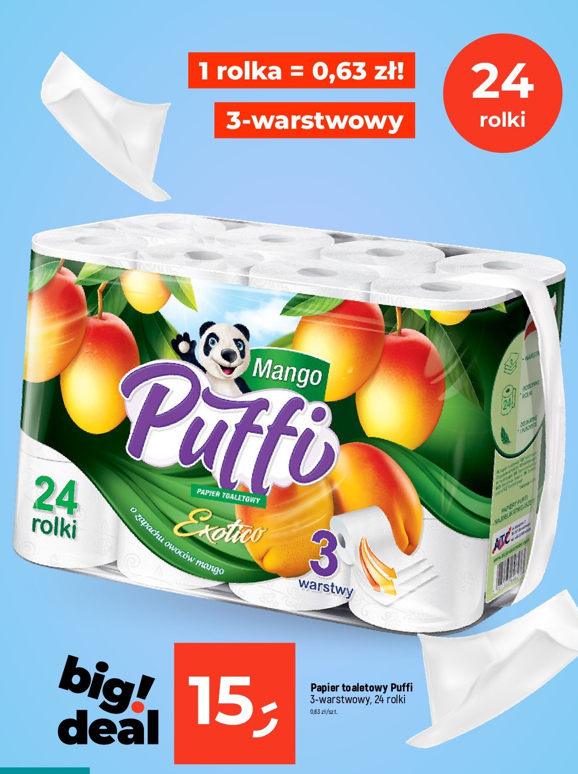 Papier toaletowy mango Puffi promocja w Dealz