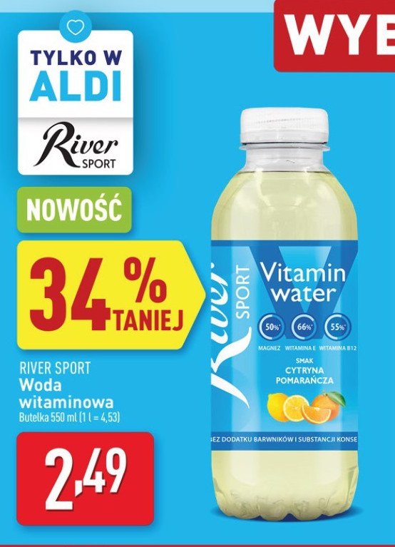 Woda cytryna-pomarańcza River sport promocja w Aldi