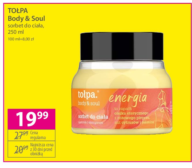 Sorbet do cia艂a energia To艂pa body & soul promocja