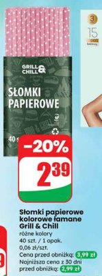 Słomki papierowe kolorowe łamane Grill & Chill promocja w Dino