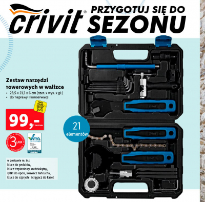Zestaw naprawczy do roweru w walizce 21 el. Crivit promocja