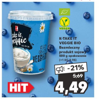 Bezmleczny produkt sojowy z kulturami bakterii jogurtowych K-take it veggie bio promocja