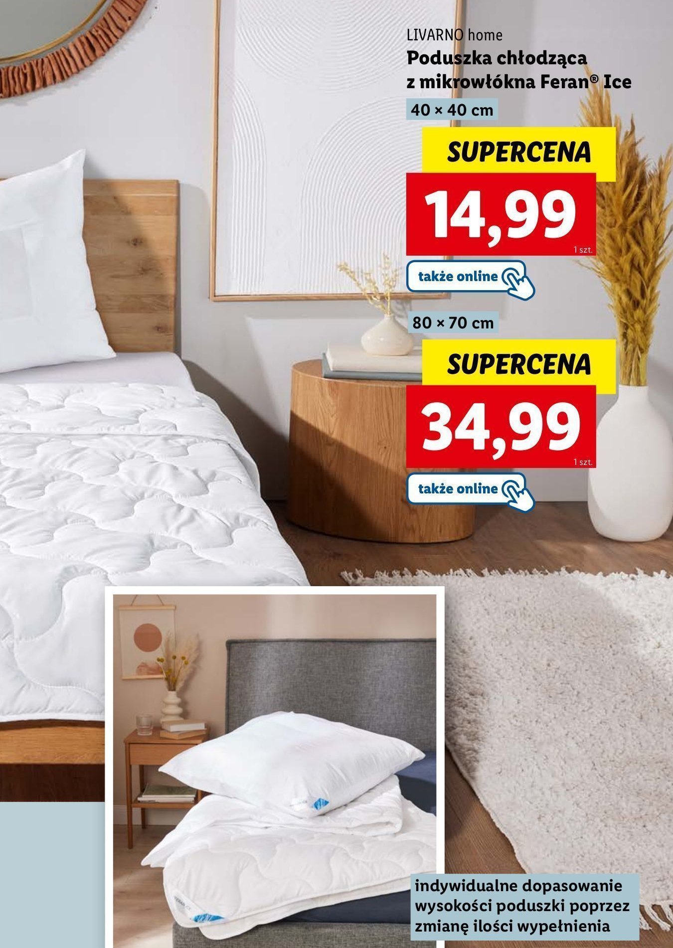 Poduszka z mikrowłókna feran ice 70 x 80 cm promocja