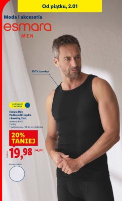 Podkoszulki męskie Esmara Men z bawełny, 2 szt. promocja w Lidl