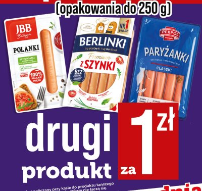 Parówki Berlinki z szynki Premium promocja w TOPAZ