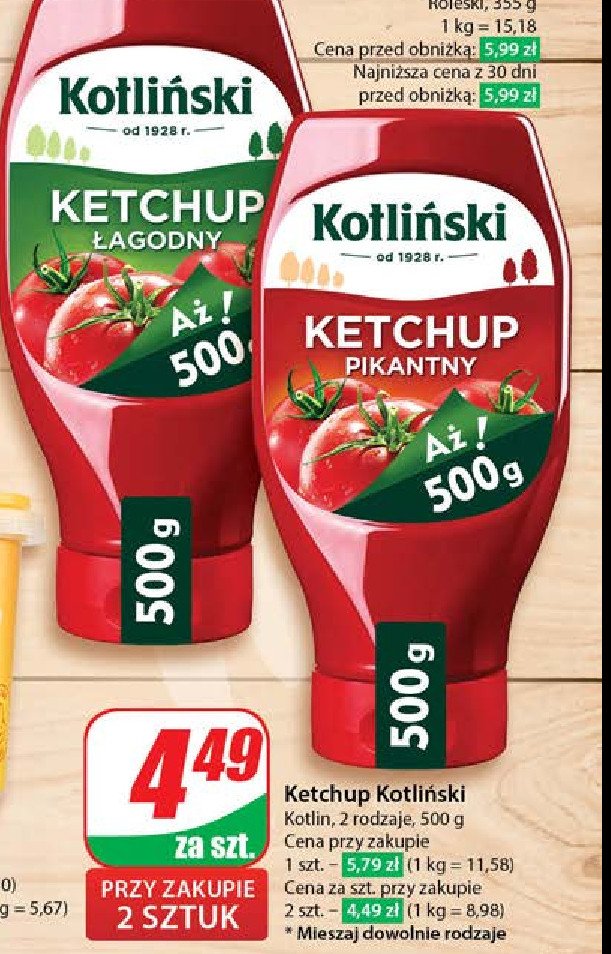 Ketchup 艂agodny KOTLI艃SKI promocja