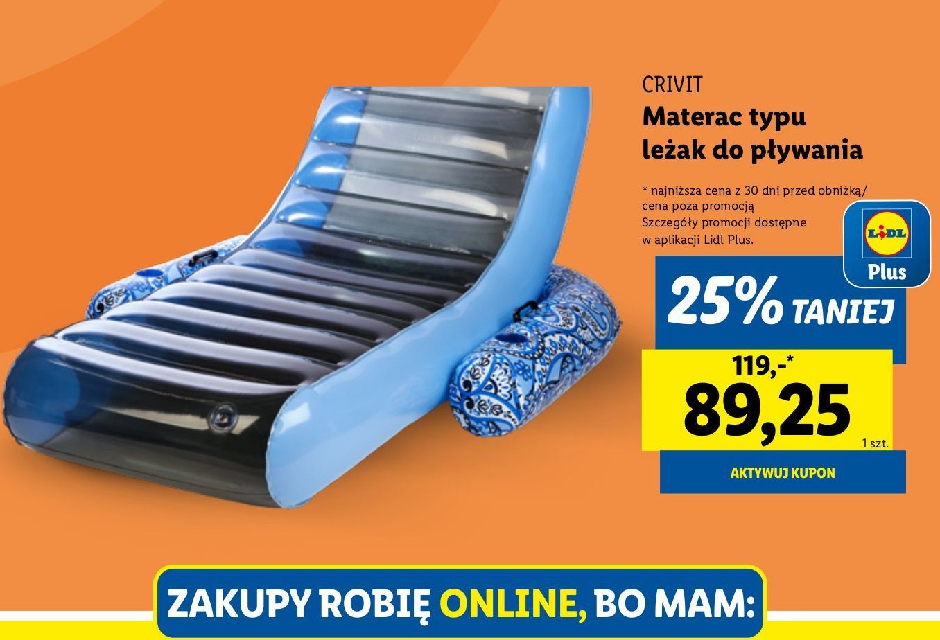 Materac leżak Crivit promocja w Lidl